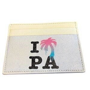 Palm Angels I Love PA White Leather Card Holder